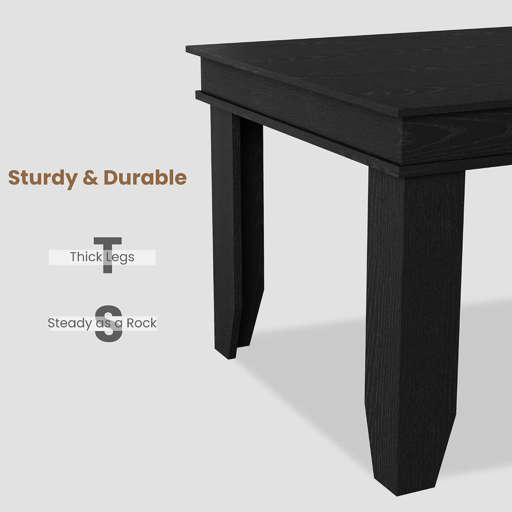 Farmhouse Dining Table for 6-8 People, 71 in Long Kitchen Tables with Wooden Sturdy Frame, 6 ft Large Rectangular Dinner Table for Dining Room, Kitchen (Black, 71" Non-extendable)