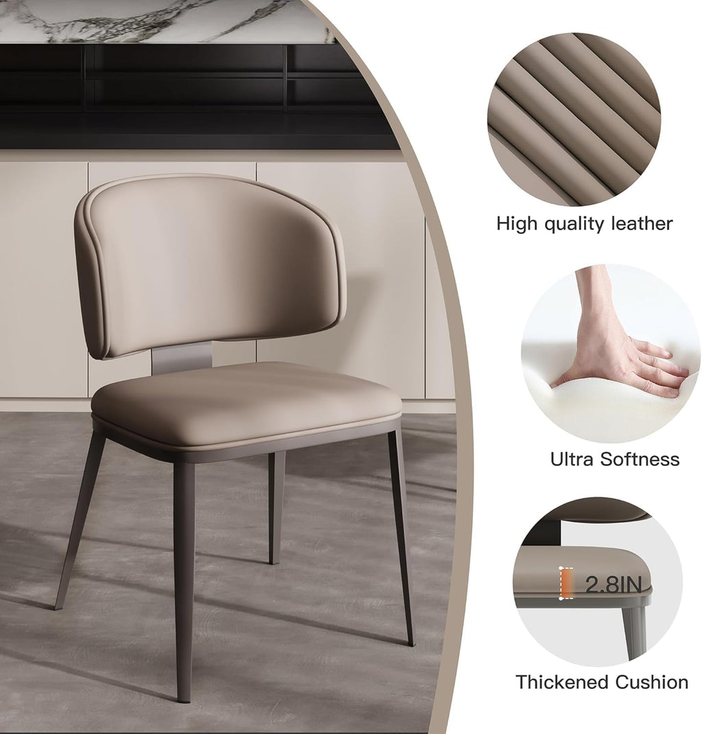 Dining Chairs Modern High Backrest Comfortable, Fashion Upholstered Kitchen Chair Armless Dinner Chair with Metal Legs for All Rooms (Milk Coffee, Set of 6)