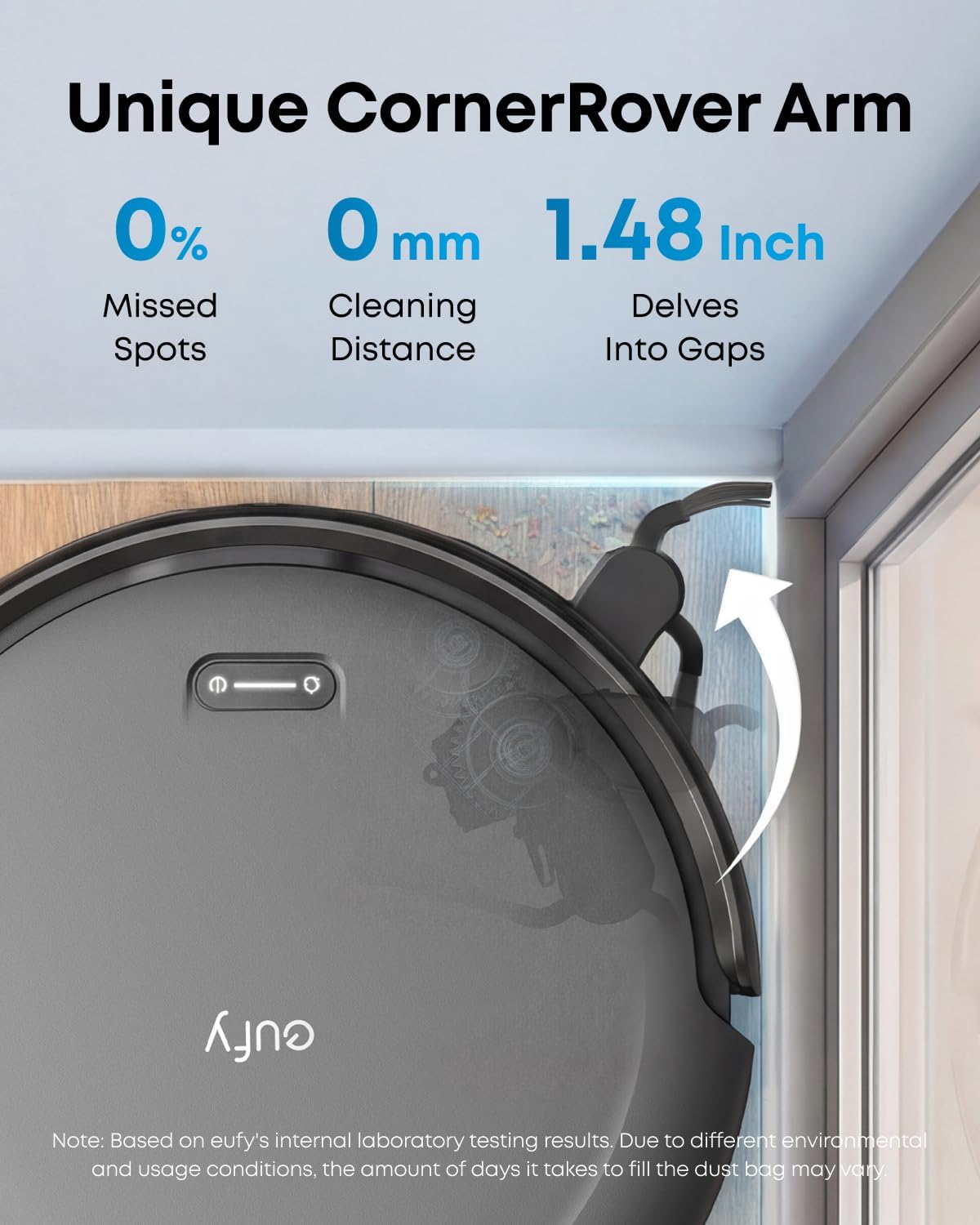 eufy C10 Robot Vacuum Self Emptying, 8 Weeks Hands Free, Advanced Smart Mapping with LiDAR Navigation, 2.85-Inch Slim Design, Powerful Suction, Edge Expansion Brush for Pet Hair, Carpet Detection