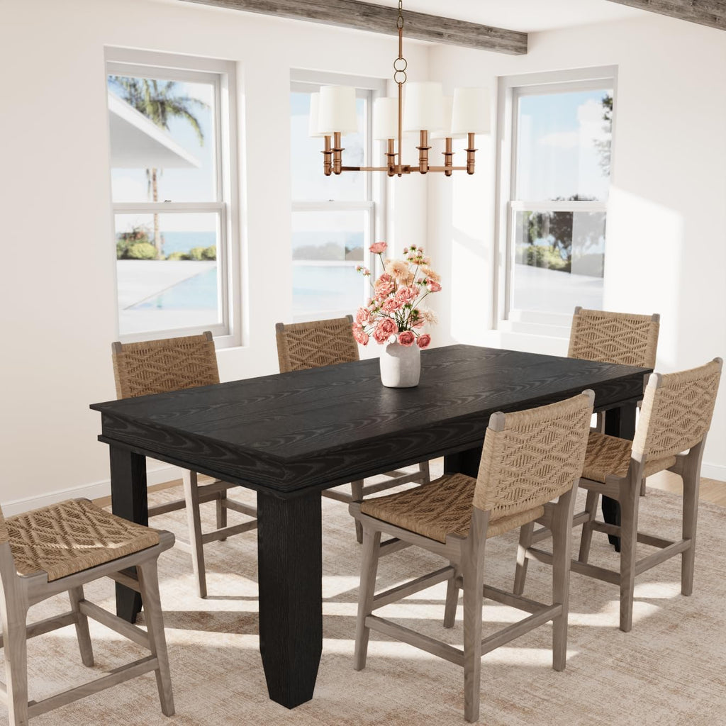 Farmhouse Dining Table for 6-8 People, 71 in Long Kitchen Tables with Wooden Sturdy Frame, 6 ft Large Rectangular Dinner Table for Dining Room, Kitchen (Black, 71" Non-extendable)