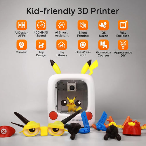 3D Printer for Kids, AI-Powered Fully Assembled 3D Printer with Up to 400mm/s Speed, Auto Leveling, 1500+ Models & 17+ Modules, Includes 8 PLA Filaments for Home and School Use, X-MAKER JOY AI+