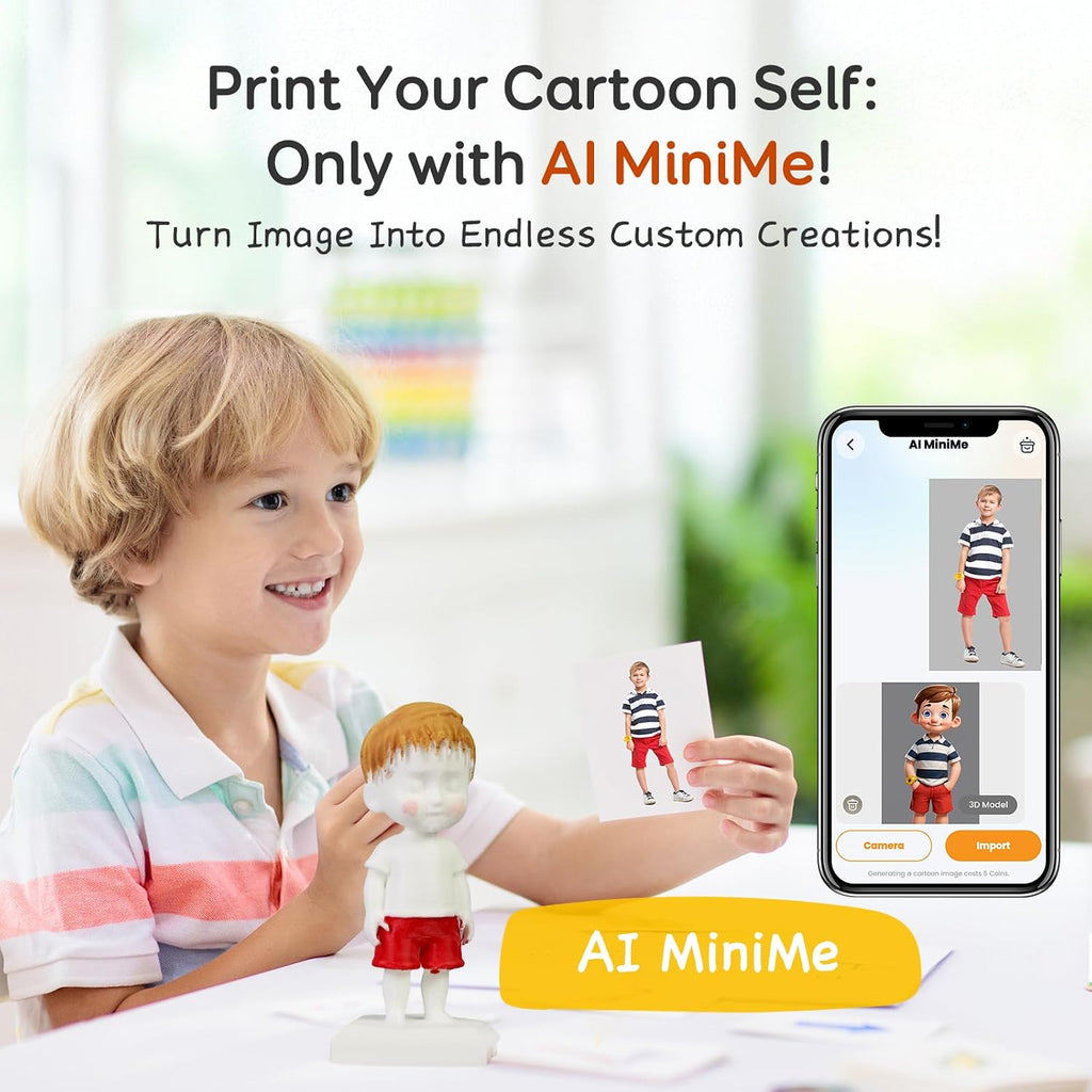 3D Printer for Kids, AI-Powered Fully Assembled 3D Printer with Up to 400mm/s Speed, Auto Leveling, 1500+ Models & 17+ Modules, Includes 8 PLA Filaments for Home and School Use, X-MAKER JOY AI+