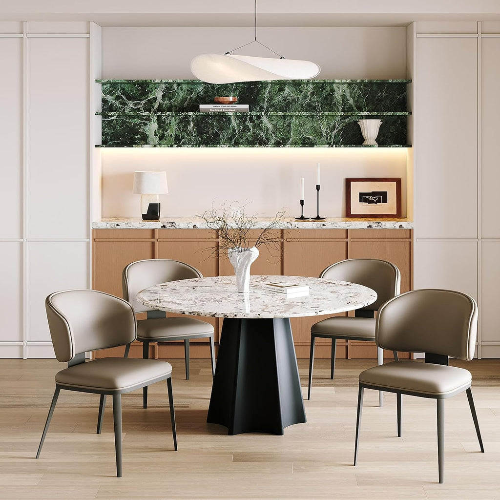 Dining Chairs Modern High Backrest Comfortable, Fashion Upholstered Kitchen Chair Armless Dinner Chair with Metal Legs for All Rooms (Milk Coffee, Set of 6)