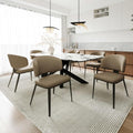 Dining Chairs Modern High Backrest Comfortable, Fashion Upholstered Kitchen Chair Armless Dinner Chair with Metal Legs for All Rooms (Milk Coffee, Set of 6)