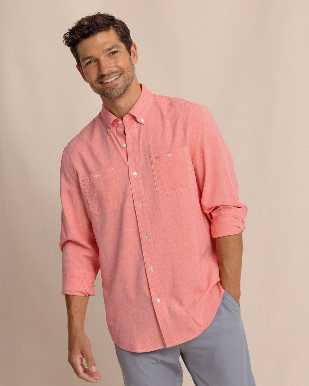Southern Tide Dock Shirt - Sunkist Coral